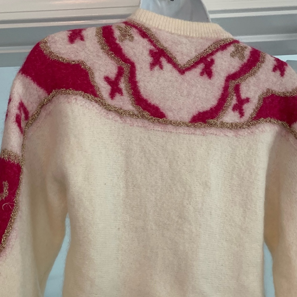 New Sezane Saint Fiacre sweater full button fair isle regency mohair wool - Picture 11 of 11